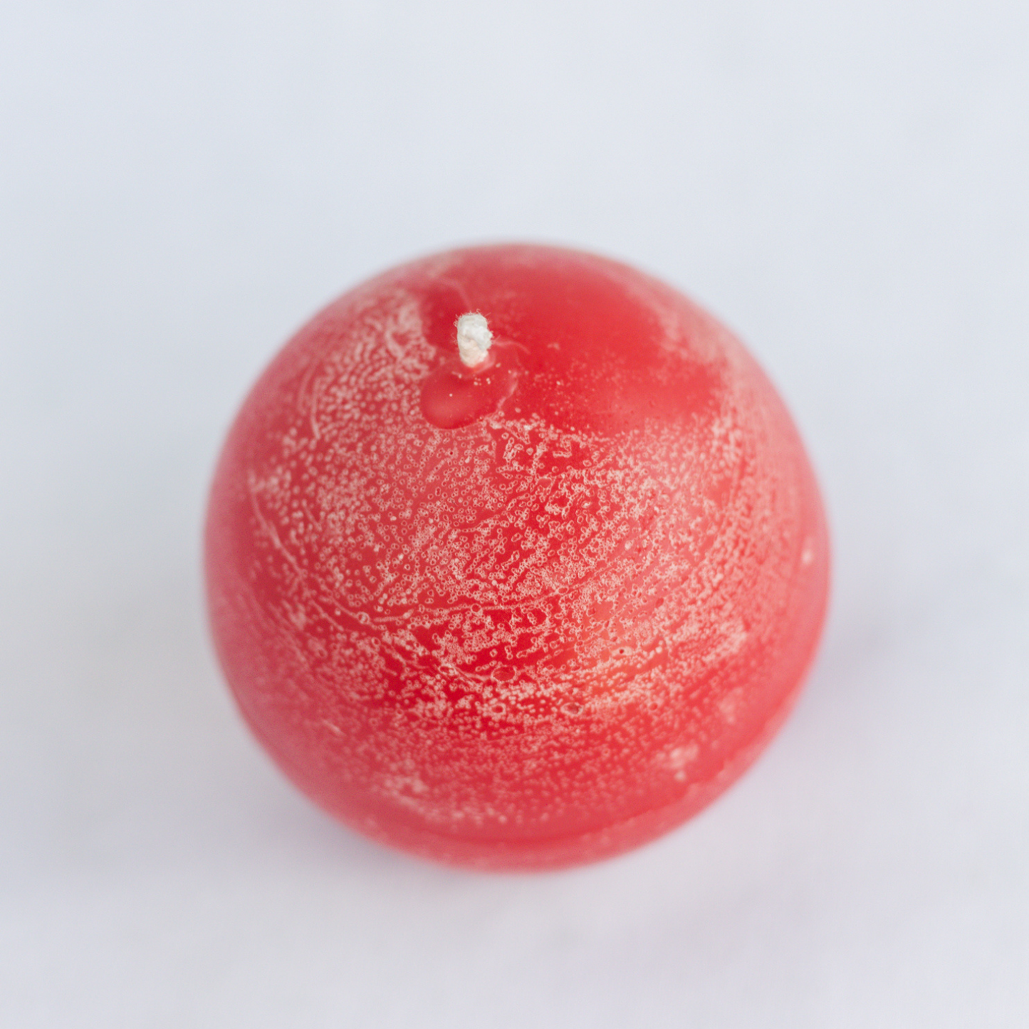 Set of 3 Rustic Finish Red Round Ball Candles