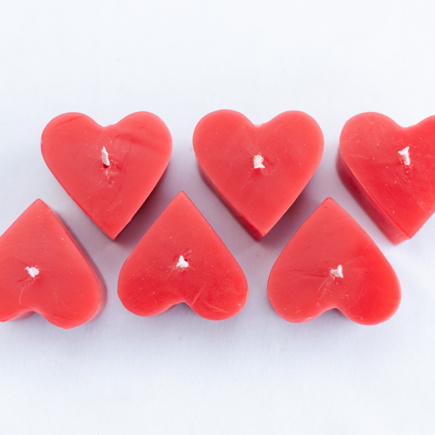 Set of 6 Red Heart Shape Floating Candles