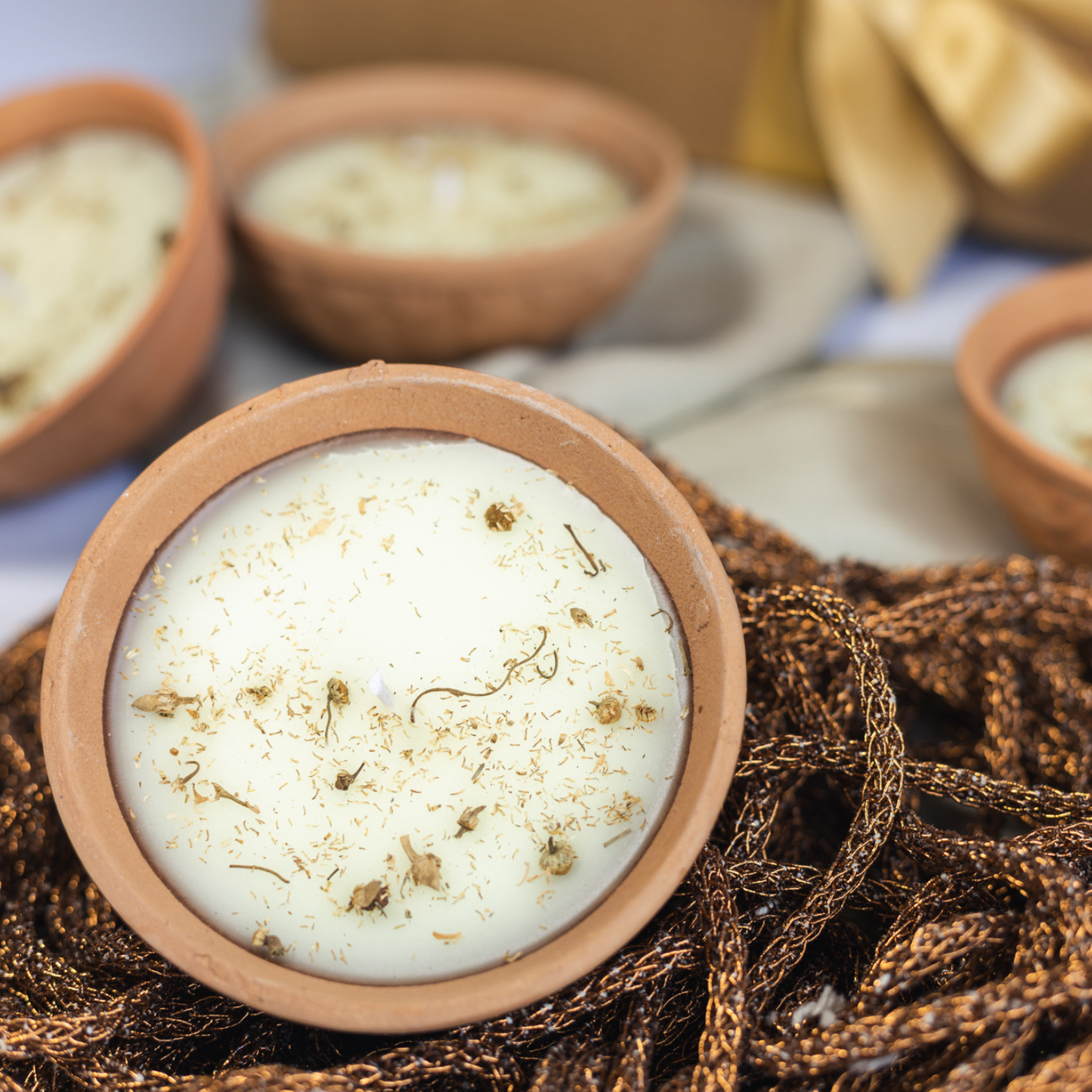 Set of 4 Lemongrass Terracotta Diyas
