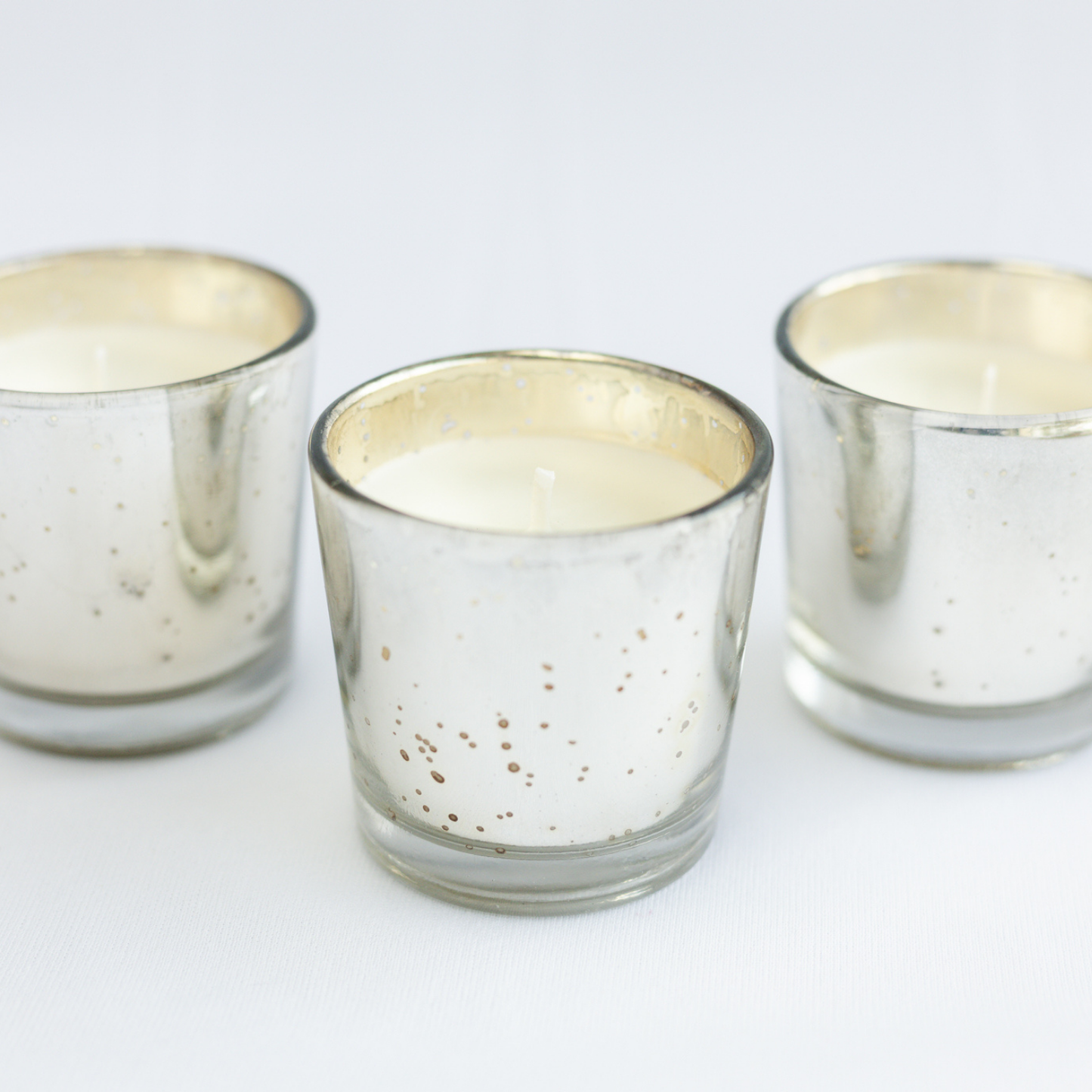 Set of 3 Mercury Glass Votives in Soy wax & Oud Exotica Fragrance