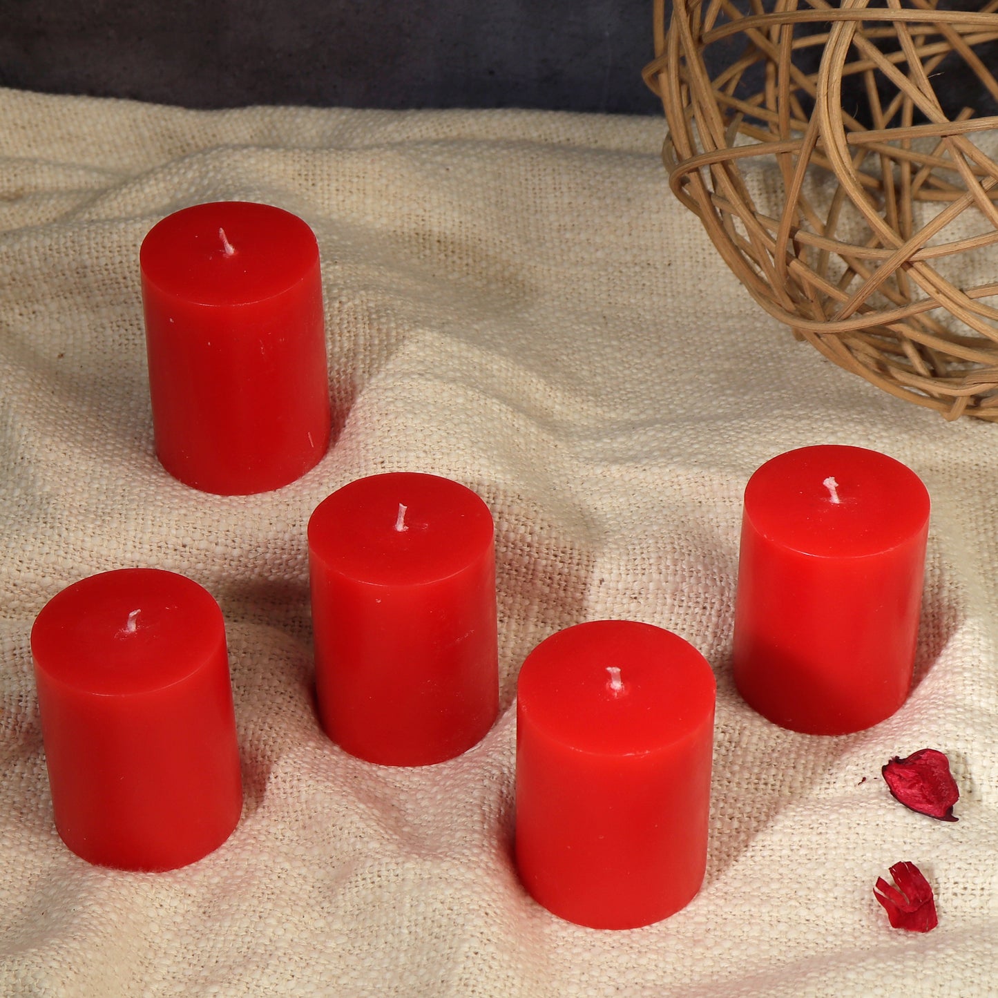 Set of 5 Rose Scented Pillar Candles