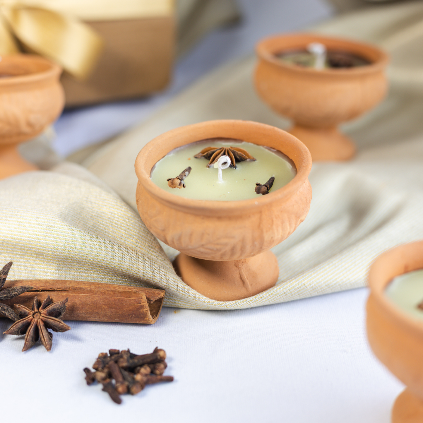 Set of 4 Mitti Bowl Candle Filled with Jasmine Fragrance