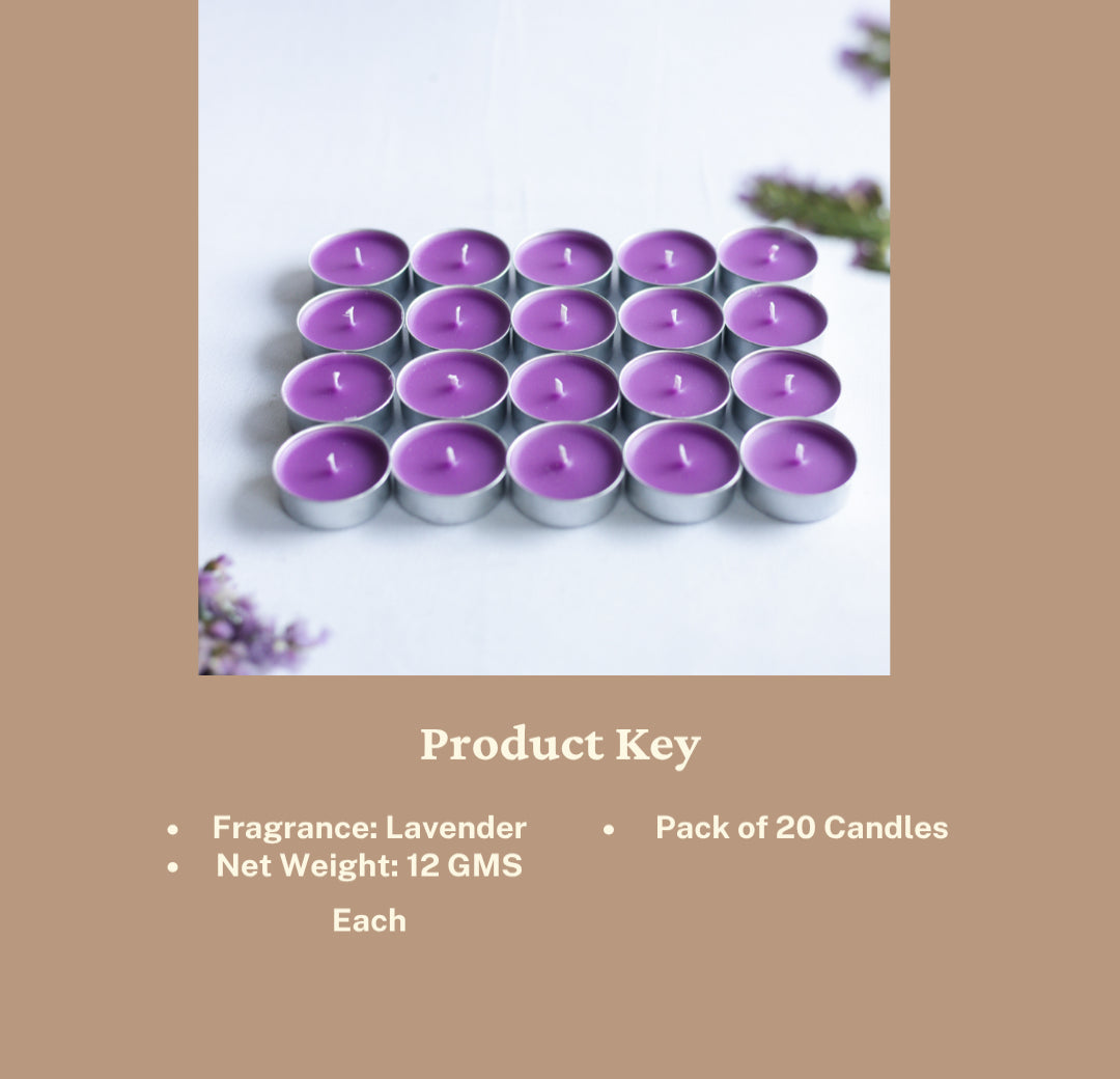 Set of 20 Lavender Scented T light Candles