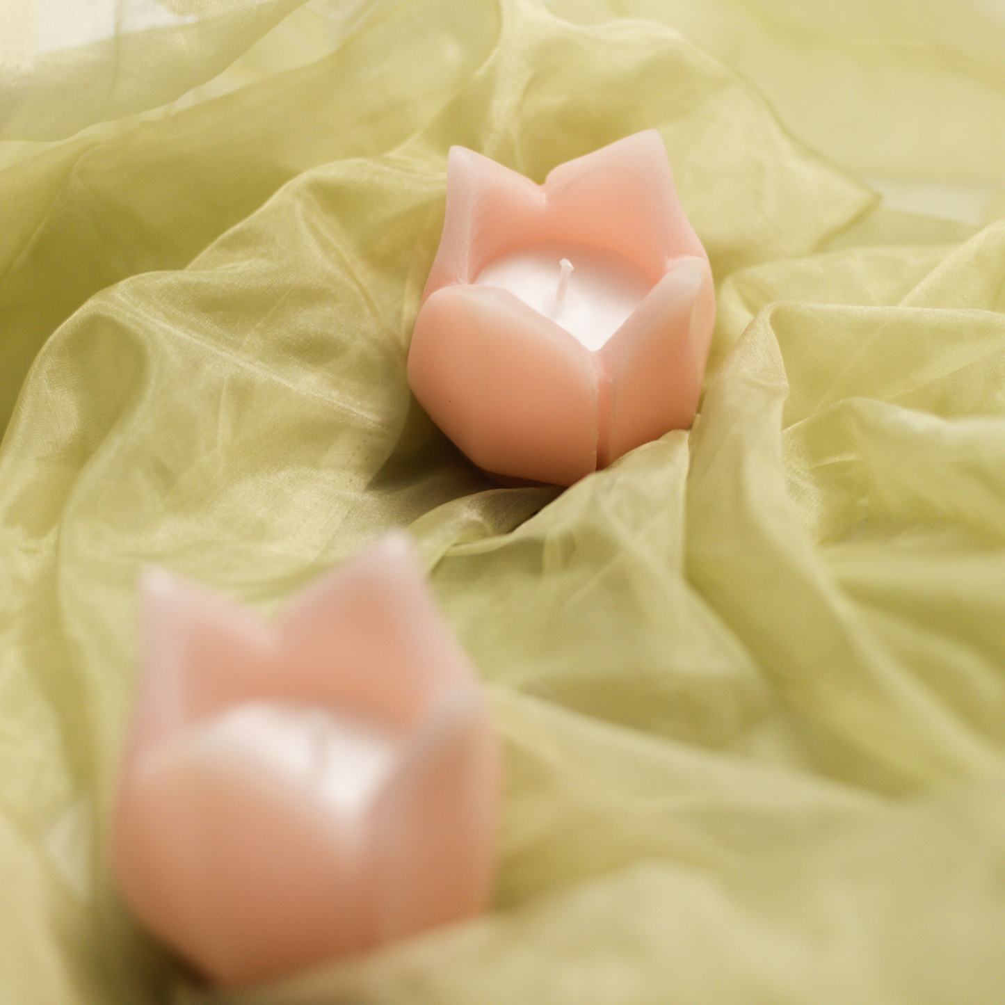 Set of 2 Budding Pink Lotus Candles