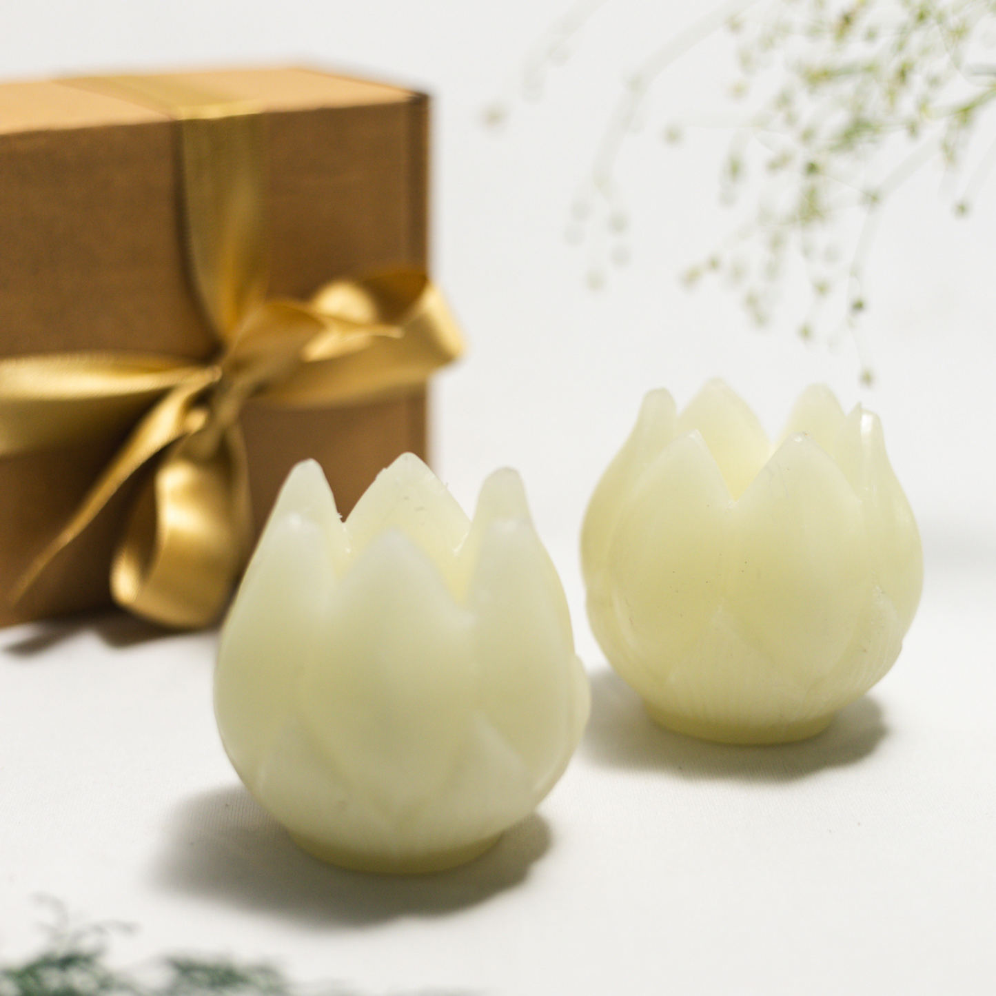Set of 2 Ivory Lotus Candle