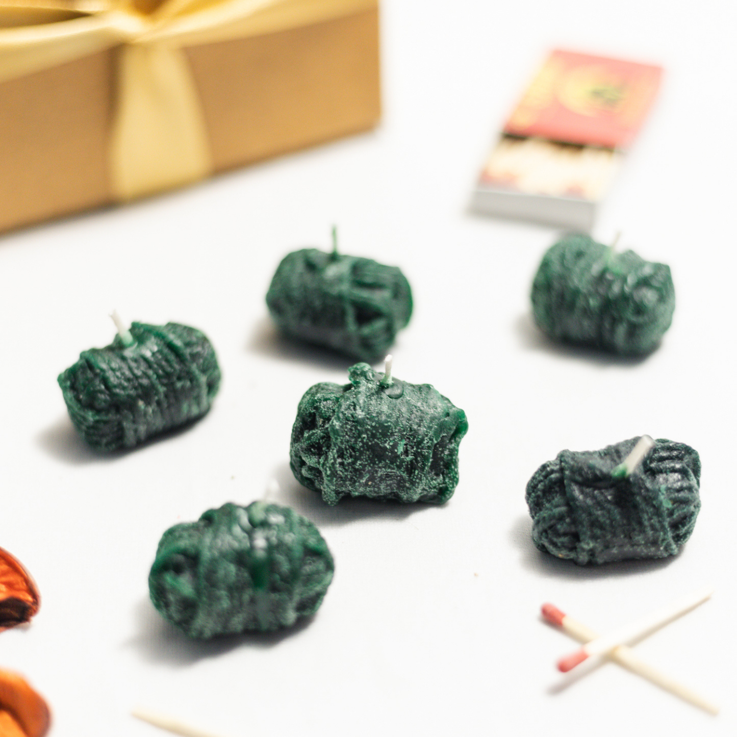 Set of 6 Green Bomb Candles