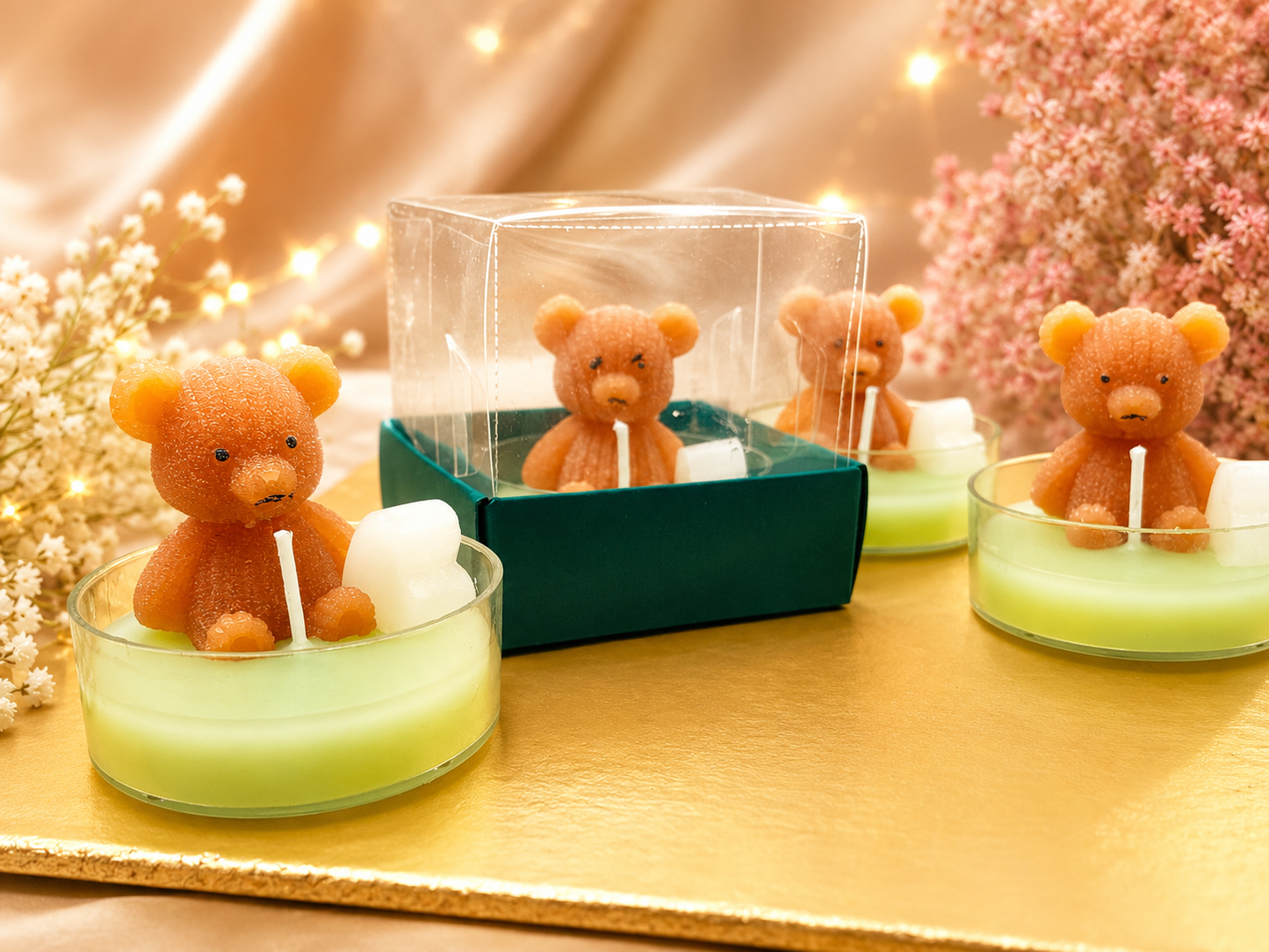 Set of 2 Handcrafted Scented Teddy Bear Candles