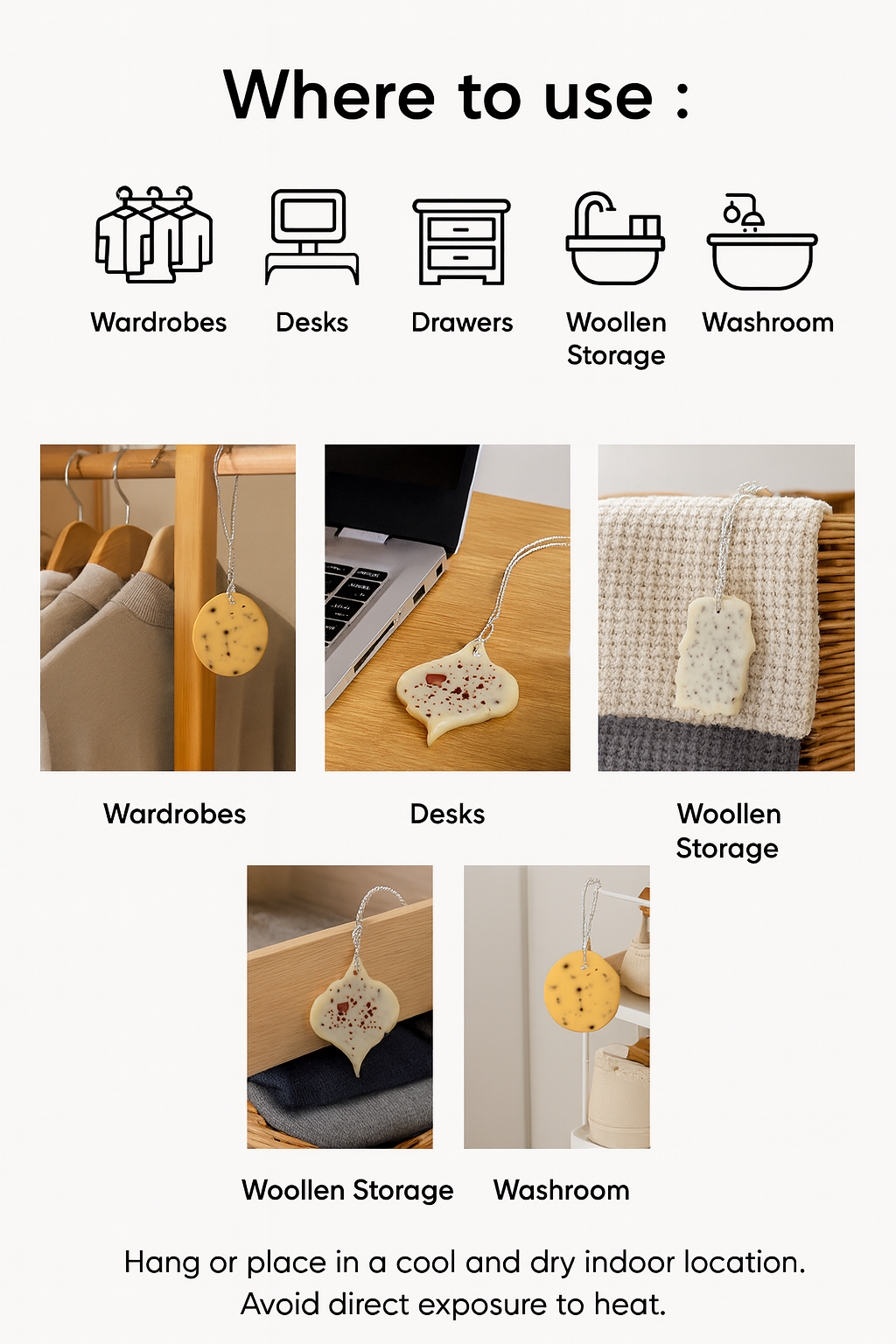 Set of 3 Dainty Beeswax Fragrance Bars for Wardrobes