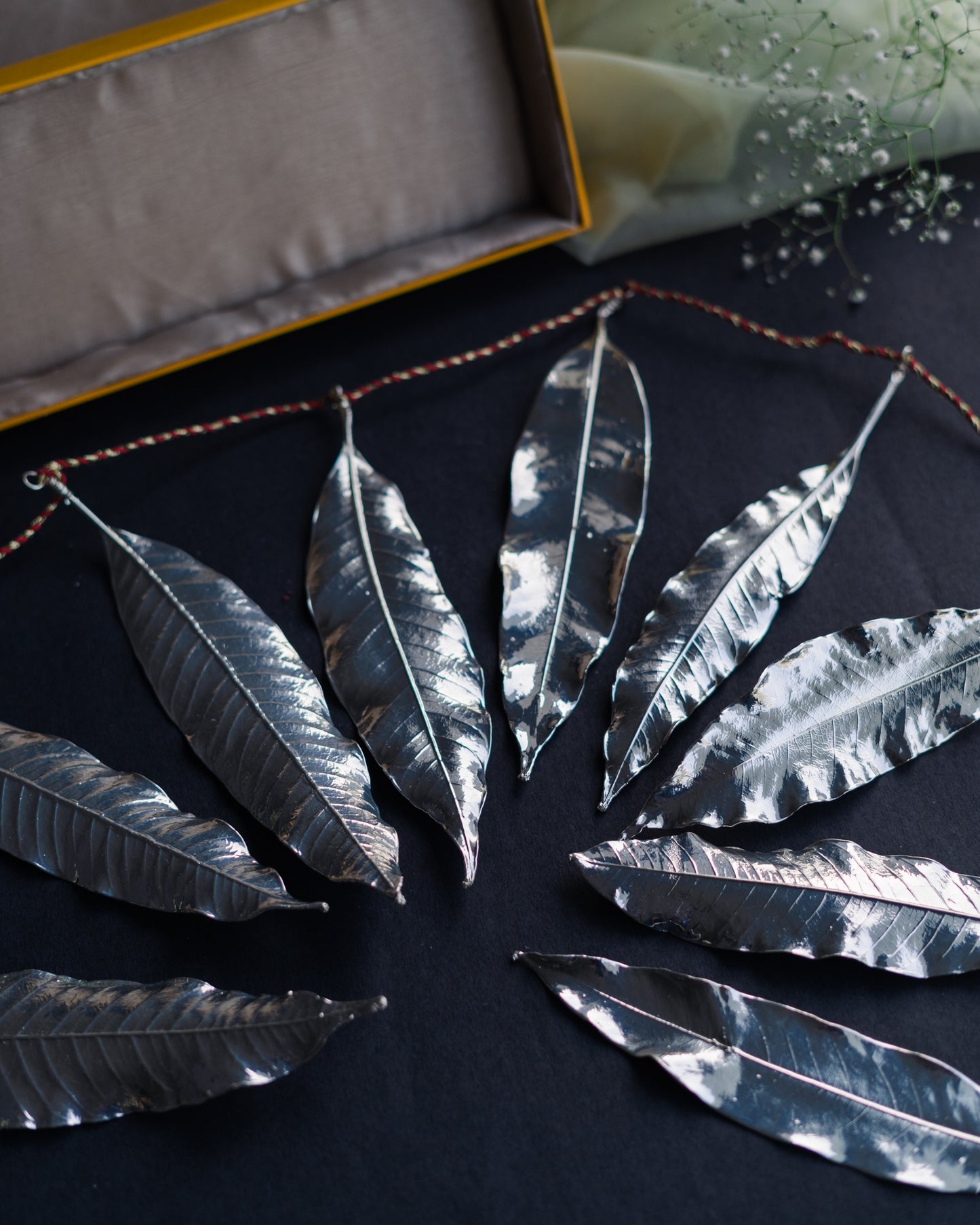 Silver Dipped Natural Mango Leaves -Toran/Door hanging