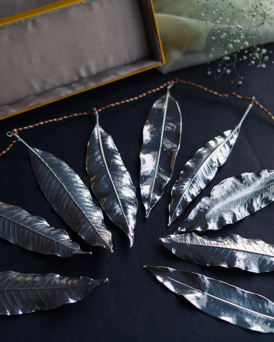 Silver Dipped Natural Mango Leaves -Toran/Door hanging