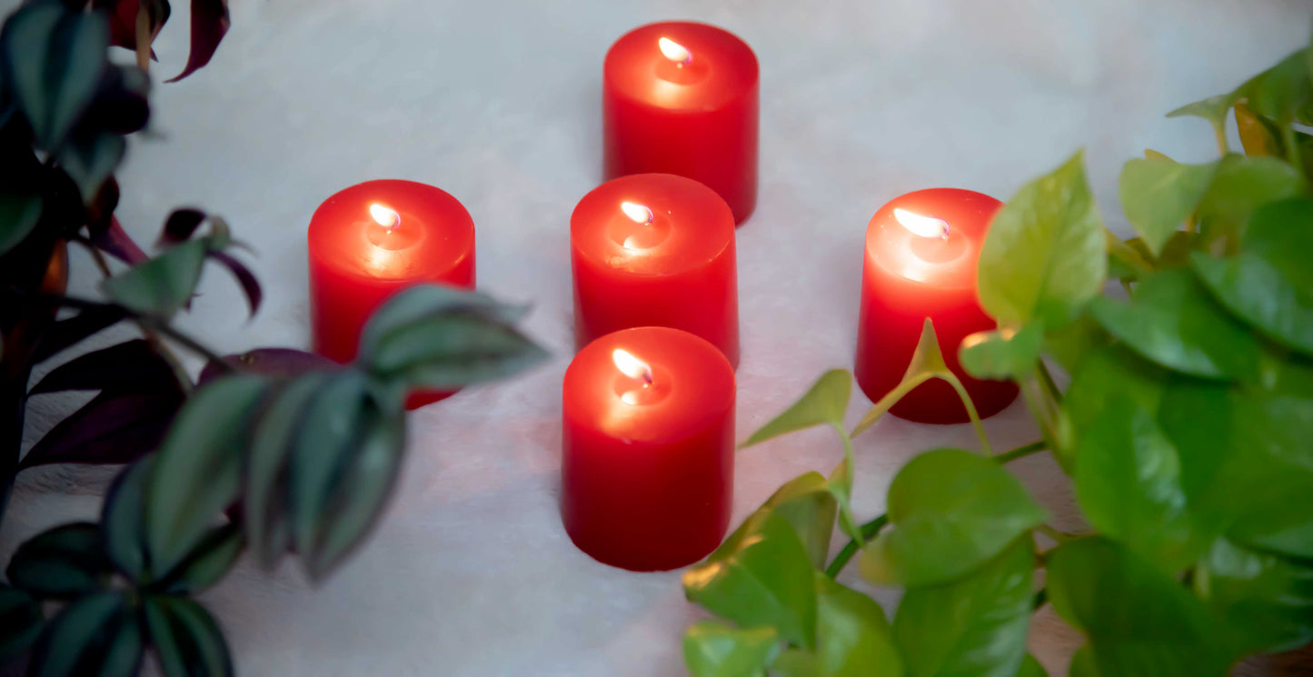 Set of 5 Rose Scented Pillar Candles