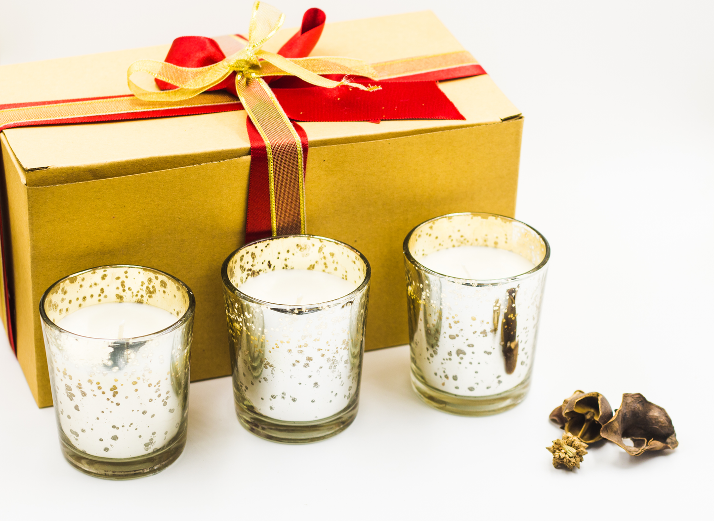 Set of 3 Mercury Glass Votives in Soy wax & Oud Exotica Fragrance