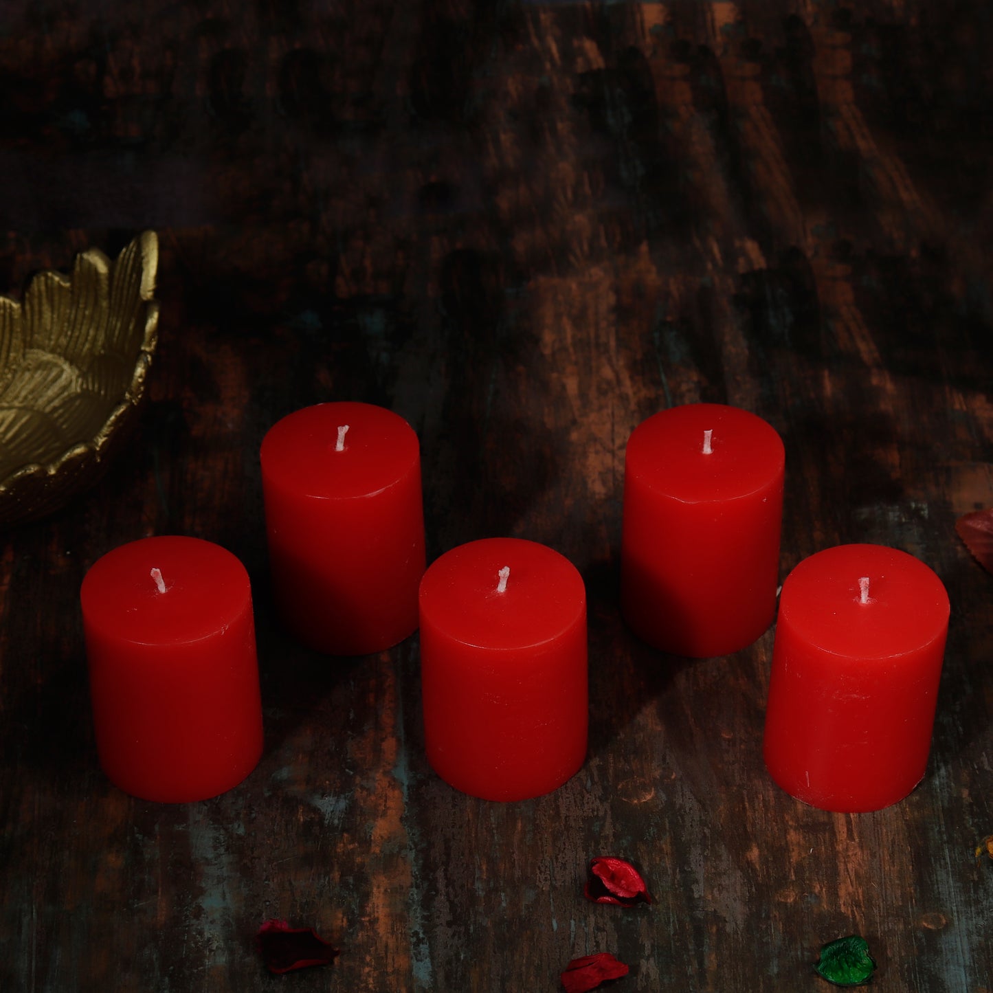 Set of 5 Rose Scented Pillar Candles