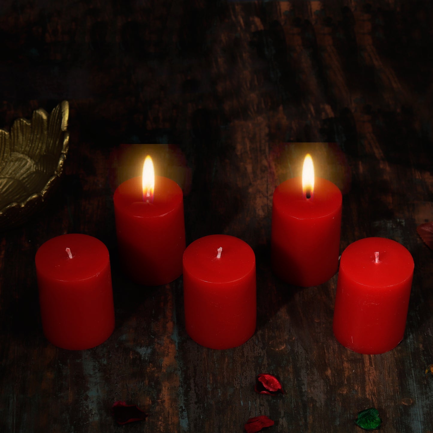 Set of 5 Rose Scented Pillar Candles