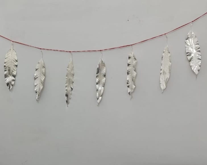 Silver Dipped Natural Mango Leaves -Toran/Door hanging