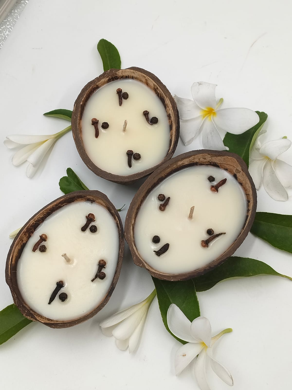 Set of 3 Fragrant Coconut Shell Candles