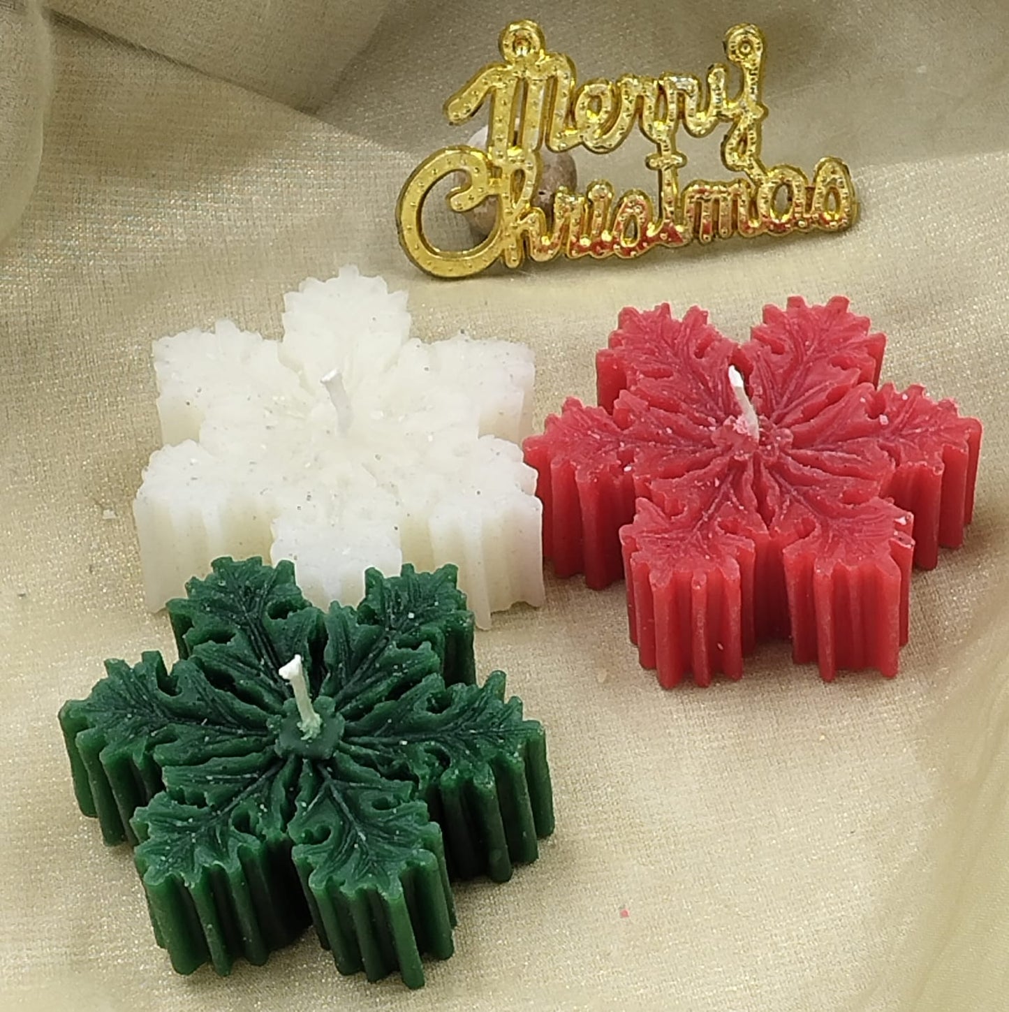 Set of 3 Snow Flake Christmas Candles