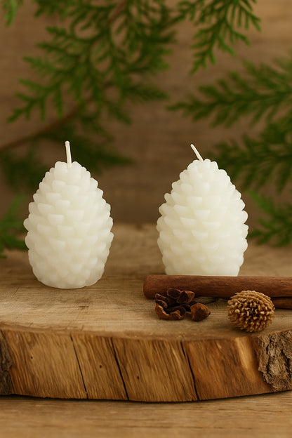 Set of 2 Pine Cone Candles