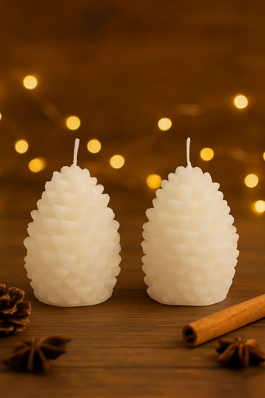 Set of 2 Pine Cone Candles