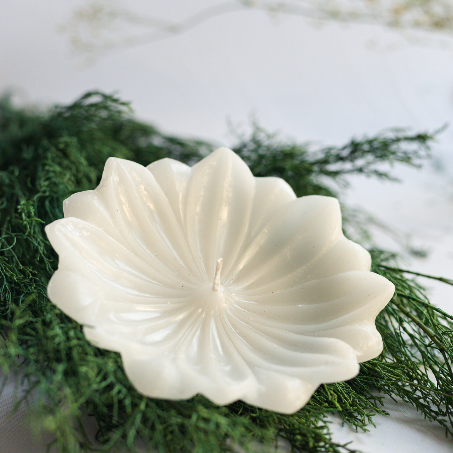 White Lotus Floating  Candle