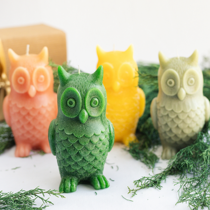 Set of 4 Decorative Owl Candles