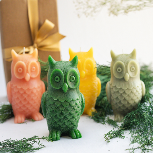 Set of 4 Decorative Owl Candles