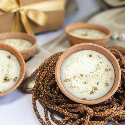 Set of 4 Lemongrass Terracotta Diyas