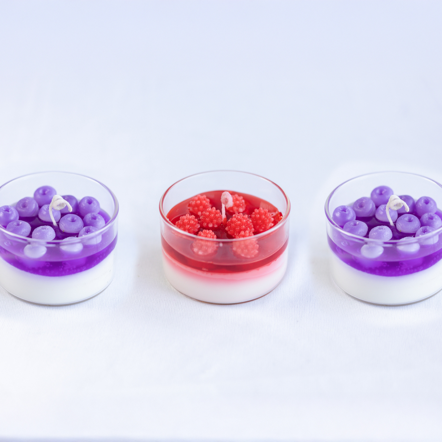 Set of 3  Raspberry & Blueberry Desert Candles