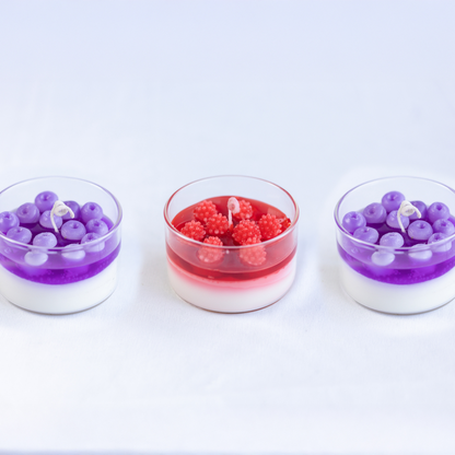 Set of 3  Raspberry & Blueberry Desert Candles