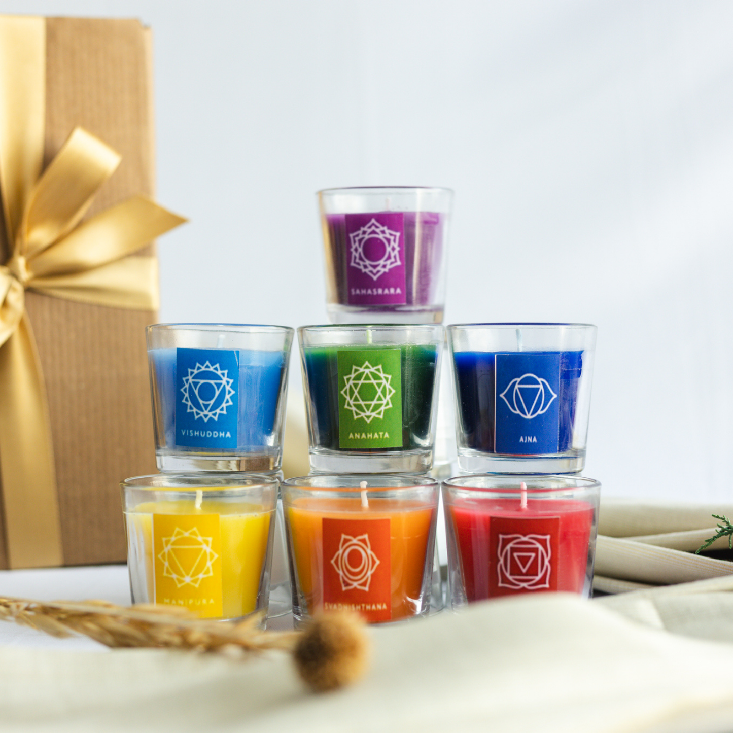 7 Chakra Glass Candles
