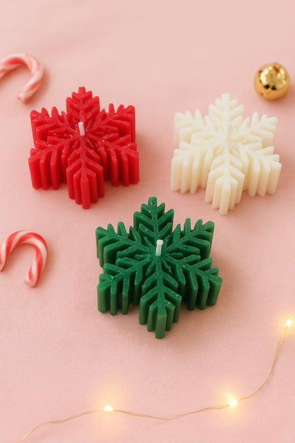 Set of 3 Snow Flake Christmas Candles