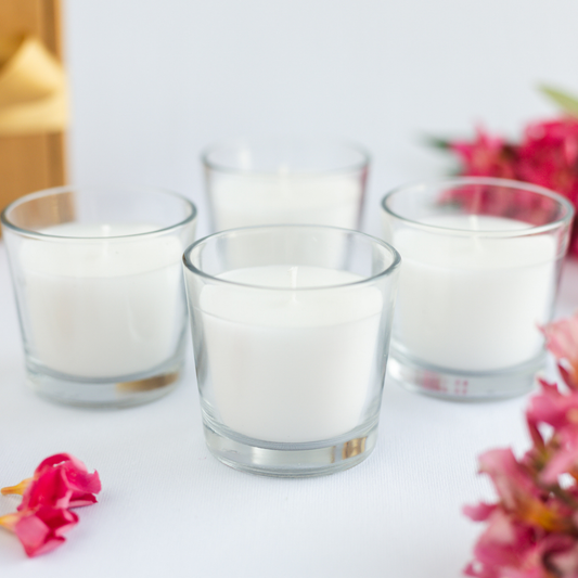 Set of 4 Vanilla Scented Glass Candles