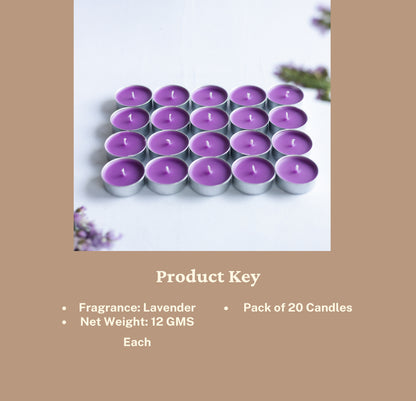 Set of 20 Lavender Scented T light Candles