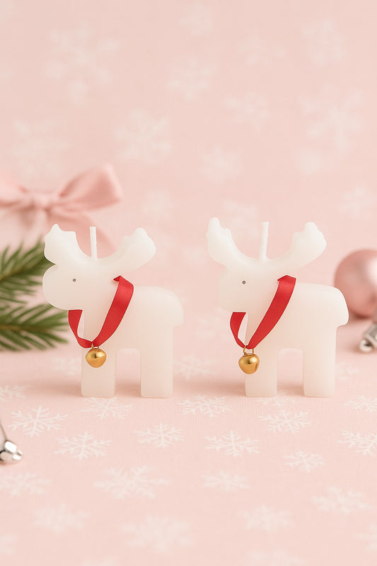 Set of 2 Reindeer Candles for Christmas