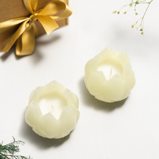 Set of 2 Ivory Lotus Candle