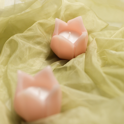 Set of 2 Budding Pink Lotus Candles