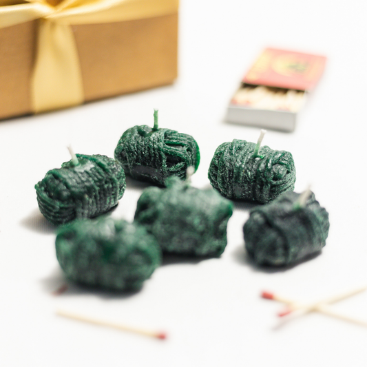 Set of 6 Green Bomb Candles