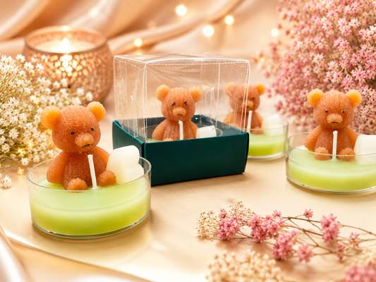 Set of 2 Handcrafted Scented Teddy Bear Candles