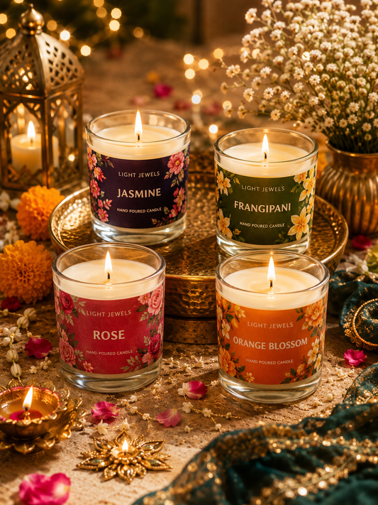Set of 4 Floral Fragrance Soy Wax Glass  Candle Votives