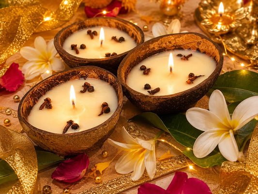 Set of 3 Fragrant Coconut Shell Candles
