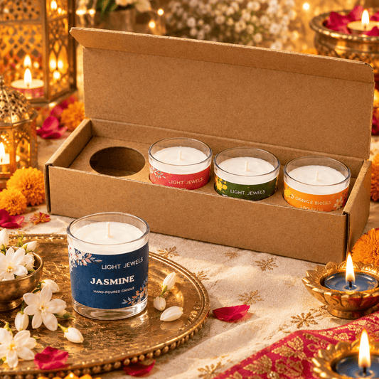 Set of 4 Floral Fragrance Soy Wax Glass  Candle Votives