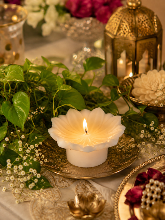 White Lotus Floating  Candle