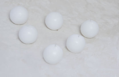 Set of 6 Unscented Round Ball Candles