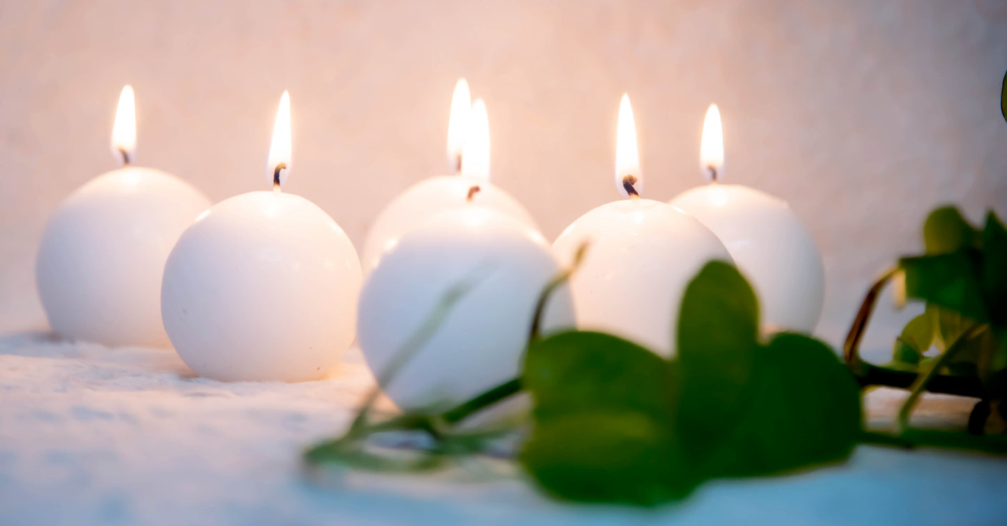 Set of 6 Unscented Round Ball Candles