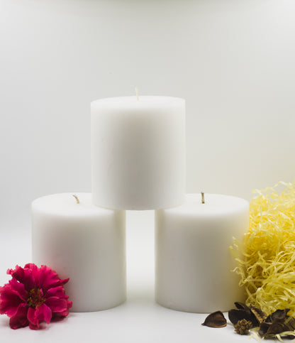 Set of 3 Pillar Candles in 3 inch -Medium Size