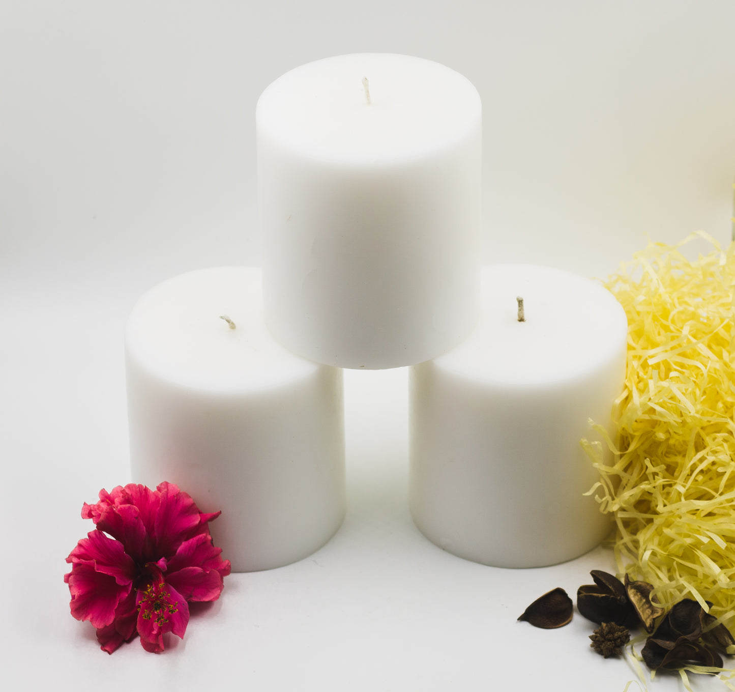 Set of 3 Pillar Candles in 3 inch -Medium Size
