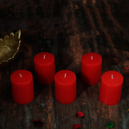 Set of 5 Rose Scented Pillar Candles