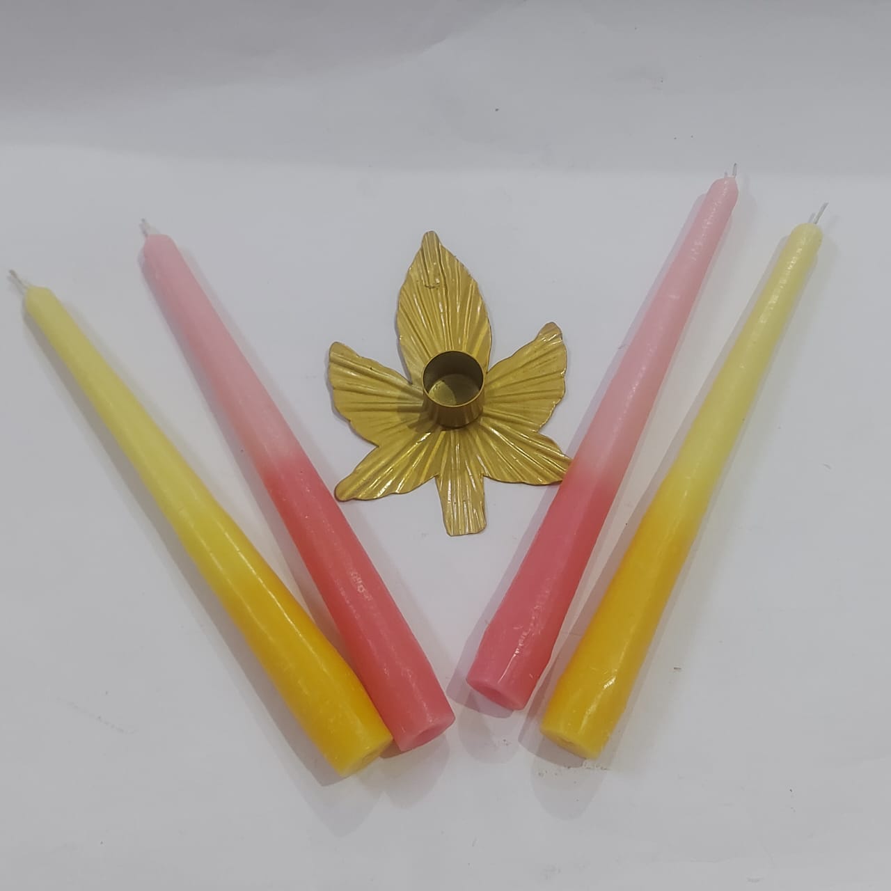 Ombre Taper Candles With Metal Stand