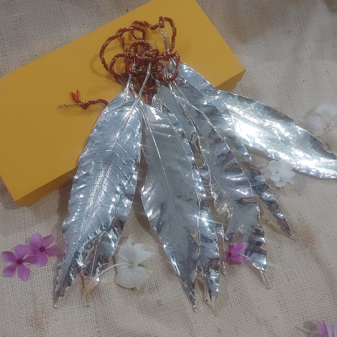Silver Dipped Natural Mango Leaves -Toran/Door hanging
