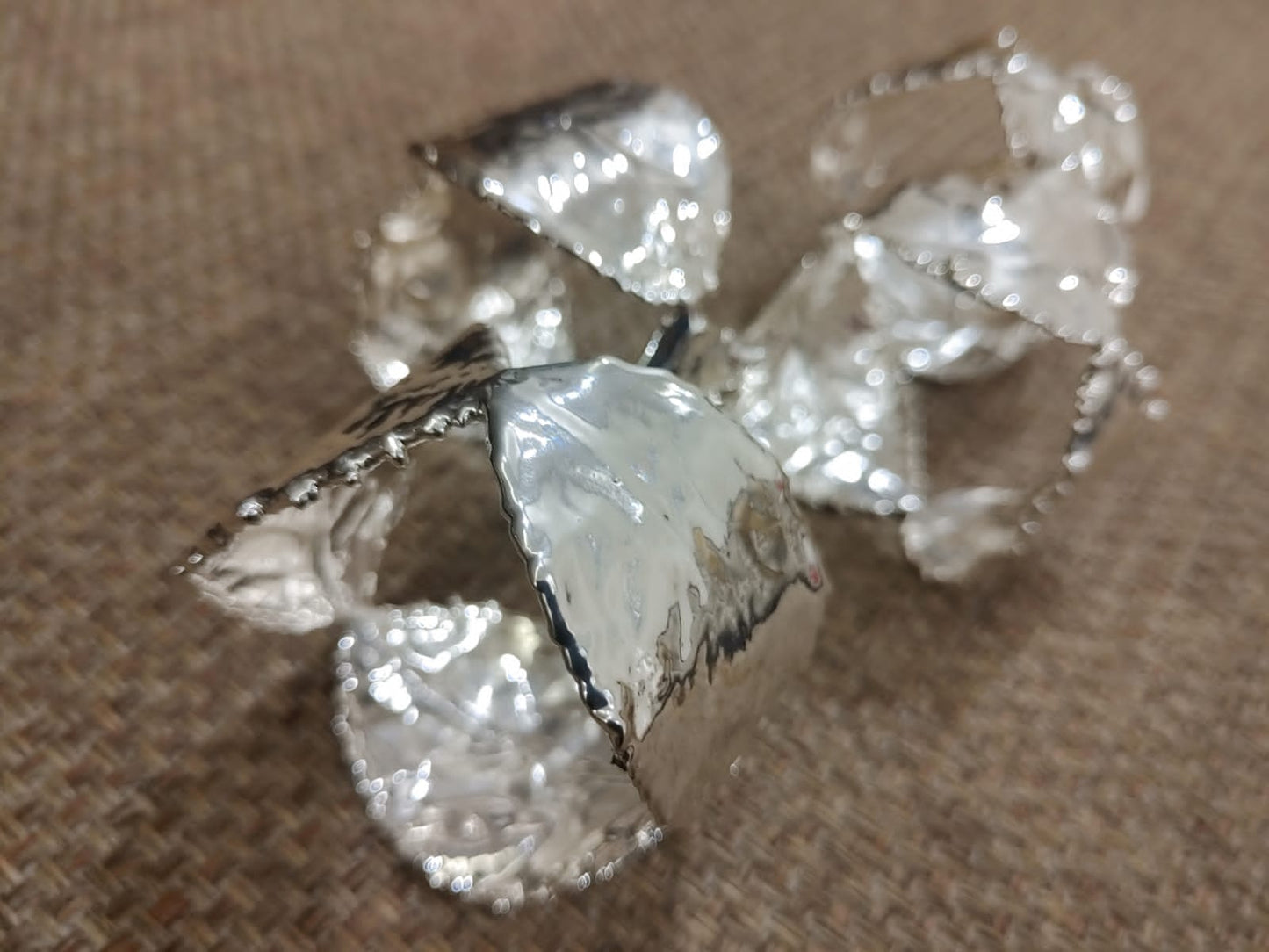 6 Silver Dipped Rose Leaf Napkin Rings